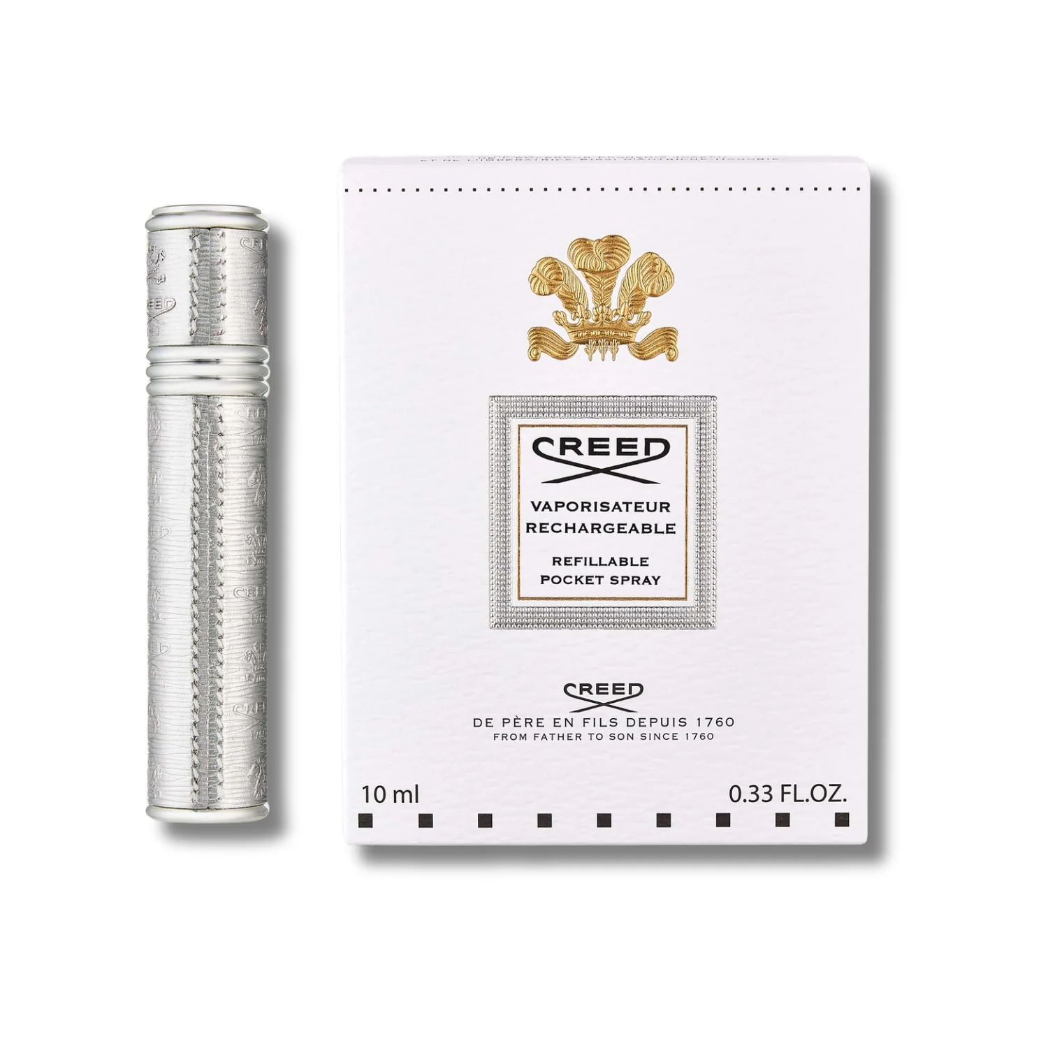 Silver & Silver Refillable Travel Perfume Atomiser - Image 2